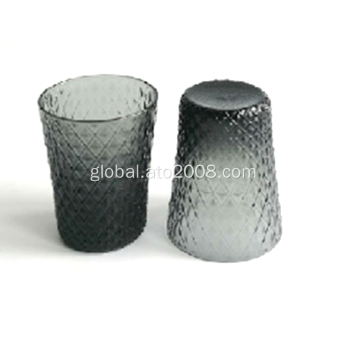 Gradient Ramp Smoky Gray Glass Cup Embossed Tumbler Glass Cup Smoky Grey emboss glass tumbler Supplier